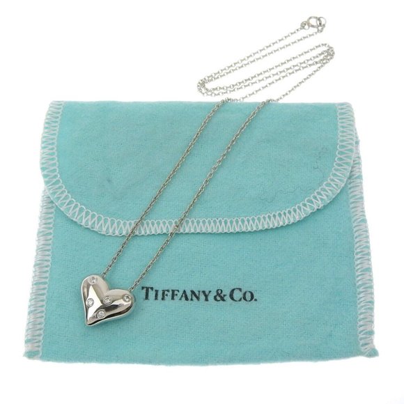 TIFFANY&Co. Dotz heart Necklace 5P Pt950Platinum/diamond Women - Picture 5 of 12